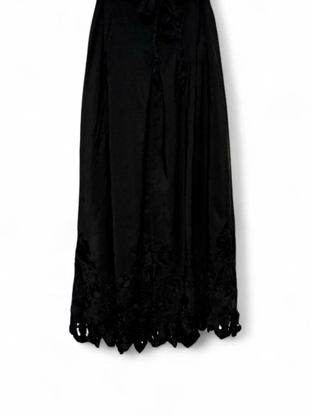 Pure silk vintage 90s Tabolts black long skirt with floral design size 12 fits S - Picture 2 of 7